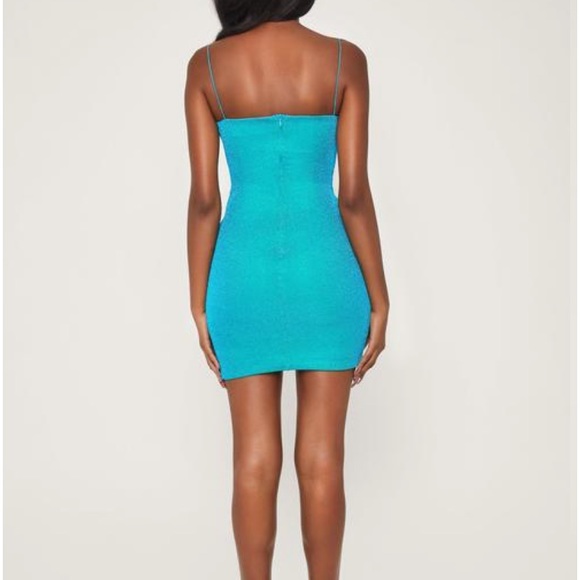 thin strap turquoise shimmer dress - Picture 3 of 5